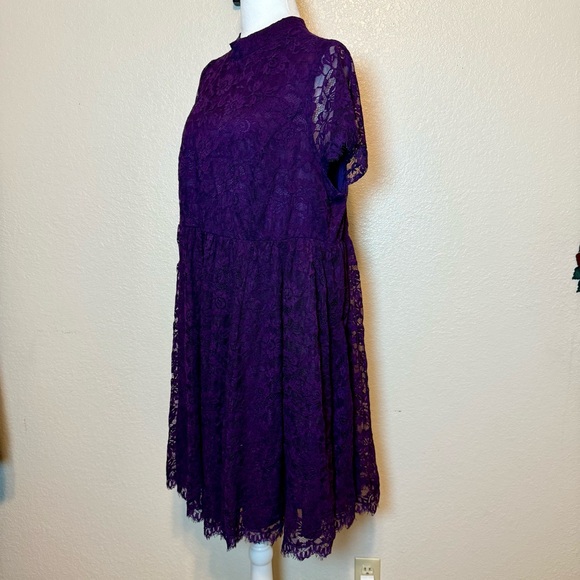 Torrid Deep Purple High Neck Lace Skater Party Dress Size 18 - Picture 5 of 16